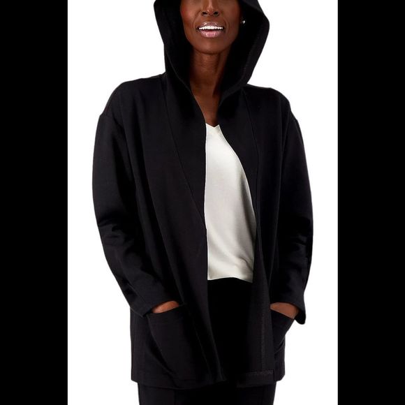 Day2Day by Duette NYC Ponte Knit Hooded Jacket Black - Regular - Picture 1 of 1